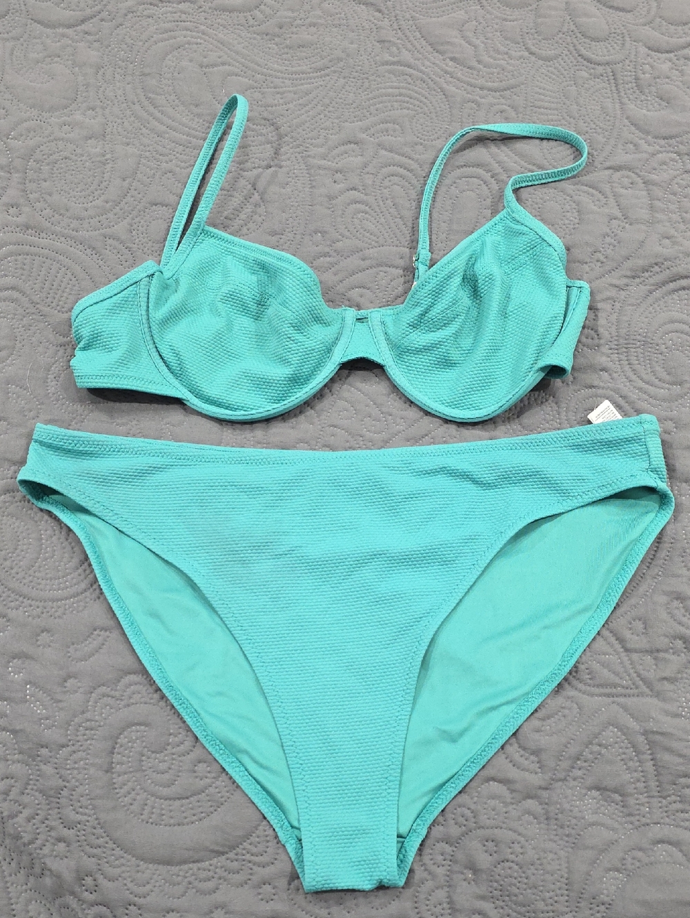 Old Navy Green Textured Underwire Bikini